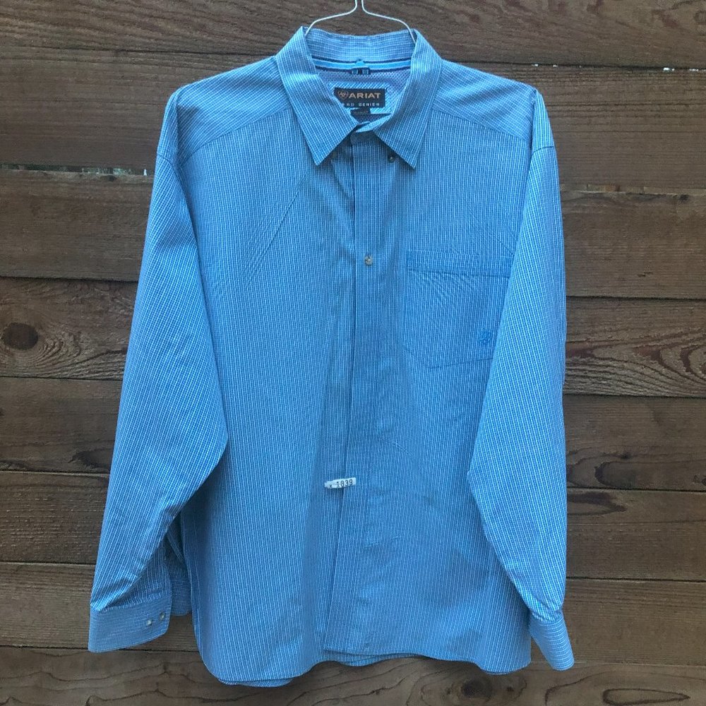 Men's ARIAT PRO Series XXL Blue Check Long Sleeve Button Down Shirt